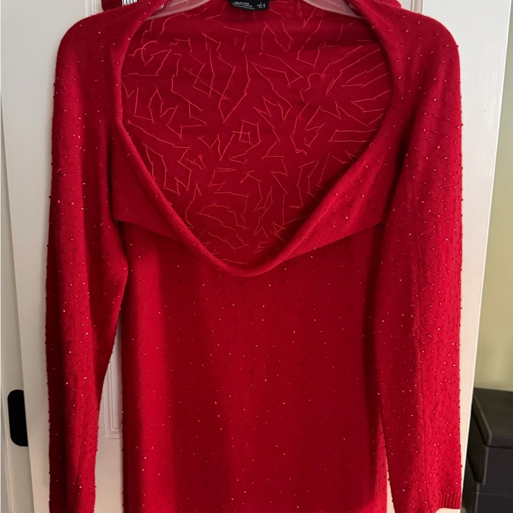 Sheri Bodell Off-the-Shoulder Red Sweater